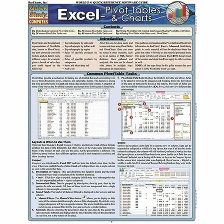 BARCHARTS Excel - Pivot Tables & Charts Quickstudy Easel BA35841